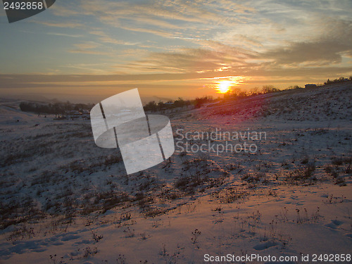 Image of Snowy sunset