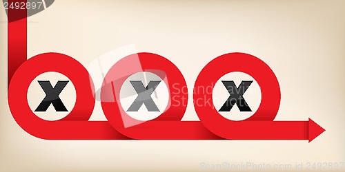 Image of Red ribbon curling around X letters
