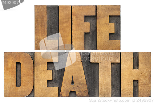 Image of life and death in wood type