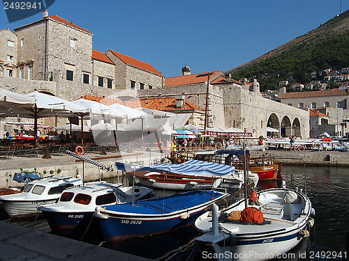 Image of Dubrovnik, august 2013, fortified old town harbor