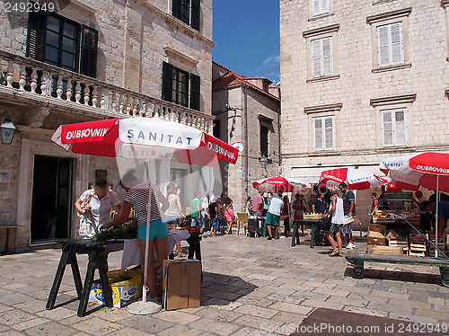 Image of Dubrovnik, Croatia, august 2013, historic town marketplace