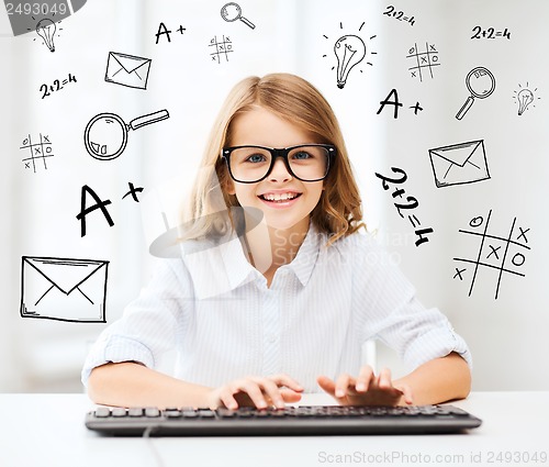 Image of student girl with keyboard
