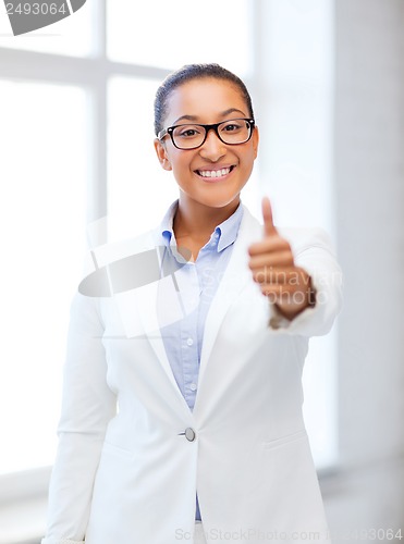 Image of african businesswoman in office