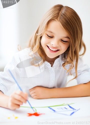Image of little girl painting at school
