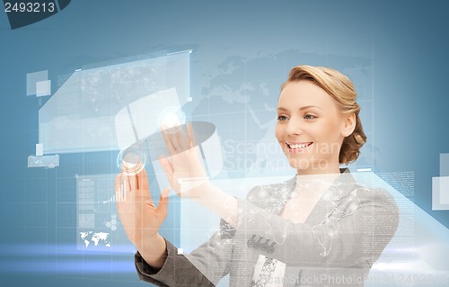 Image of woman working with virtual screen