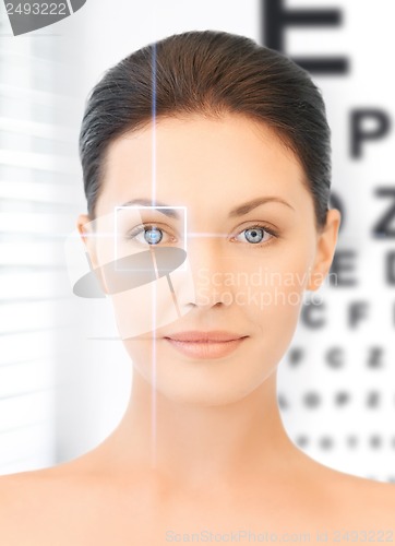 Image of woman and eye chart