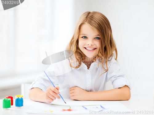 Image of little girl painting at school