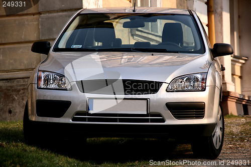 Image of New silver sedan car