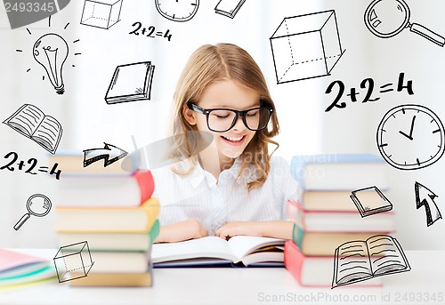 Image of student girl studying at school