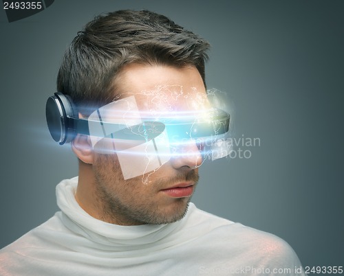 Image of man with digital glasses
