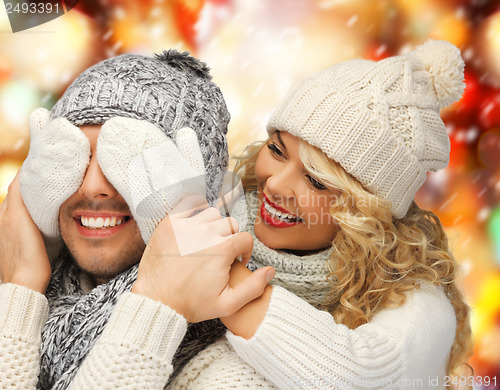 Image of family couple in a winter clothes