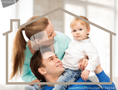 Image of family with child and dream house