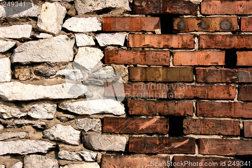 Image of Brick and stone walls joint