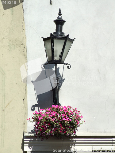 Image of Street lamp and flowers