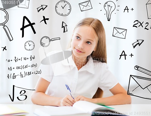 Image of student girl studying at school