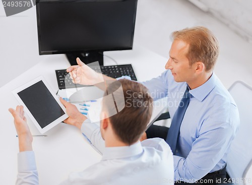 Image of businessmen with notebook and tablet pc