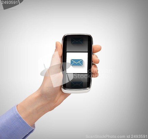Image of man with smartphone and message icon