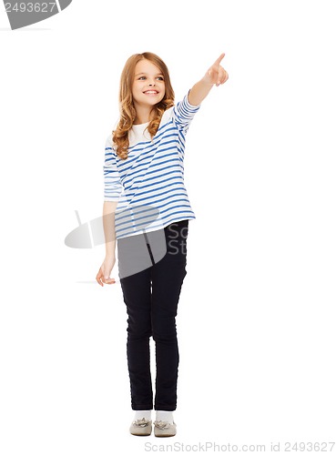 Image of girl pointing at imaginary screen