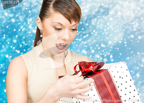 Image of happy woman with gift box