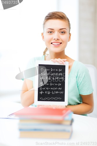 Image of smiling student girl with tablet pc