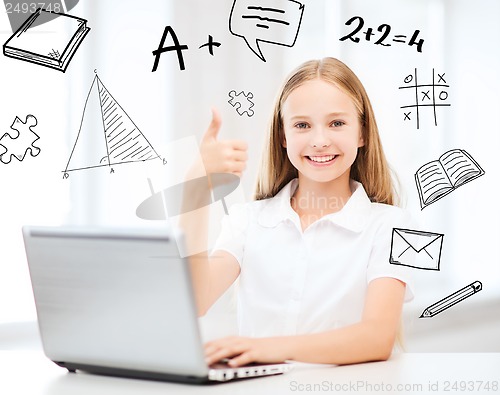 Image of girl with laptop pc at school
