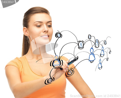Image of businesswoman with contact icons