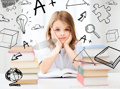 Image of student girl studying at school