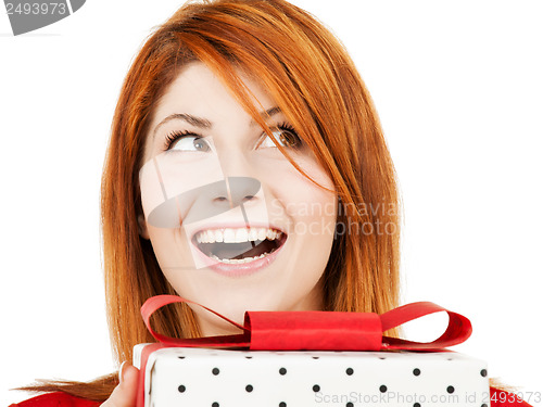 Image of happy woman with gift box