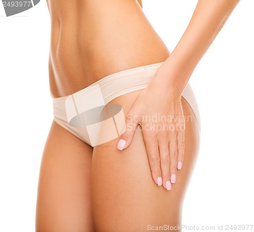 Image of woman in cotton underwear showing slimming concept