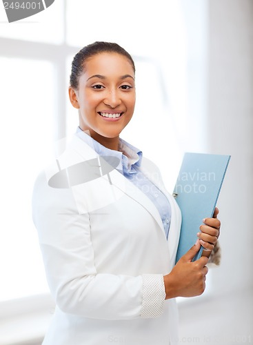 Image of african businesswoman in office