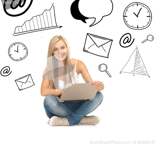 Image of student girl with laptop computer