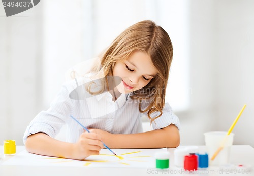 Image of little girl painting at school