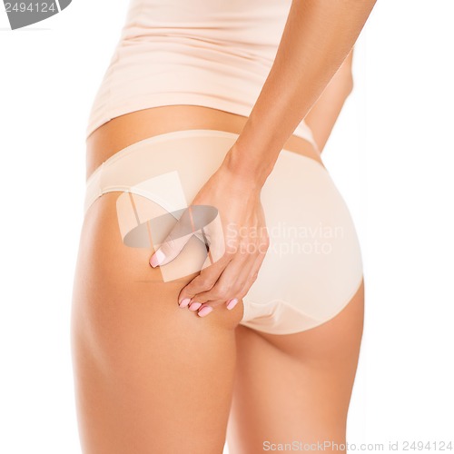 Image of woman in cotton underwear showing slimming concept