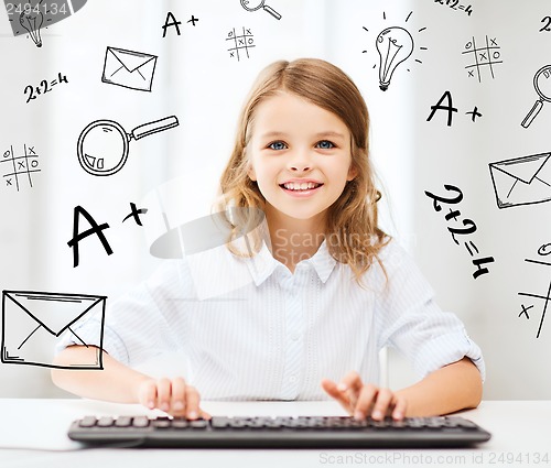 Image of student girl with keyboard