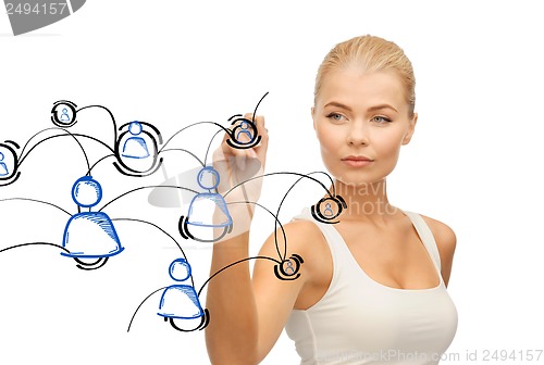 Image of businesswoman with contact icons