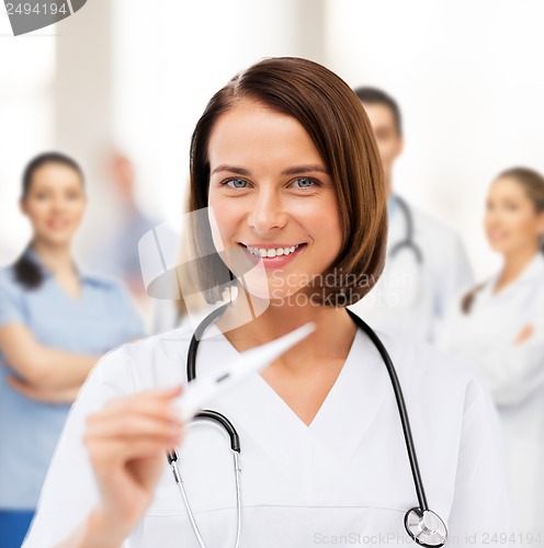 Image of doctor with thermometer and stethoscope