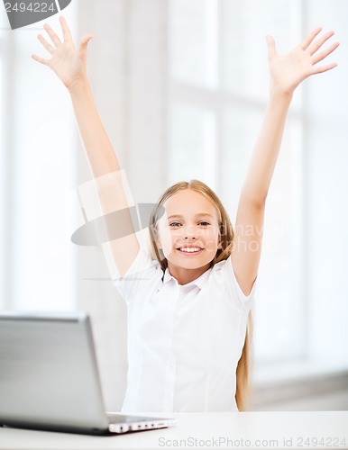 Image of girl with laptop pc at school
