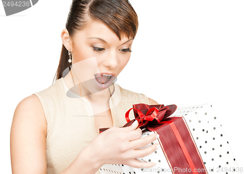 Image of happy woman with gift box