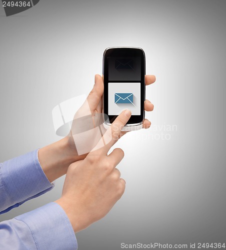 Image of man with smartphone and message icon