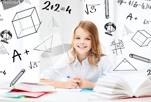 Image of student girl studying at school