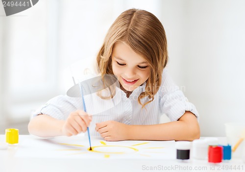 Image of little girl painting at school