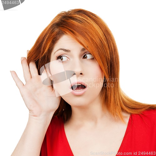 Image of unhappy woman listening gossip