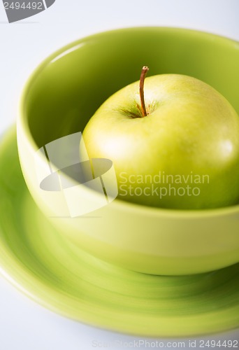 Image of green apple in green bowl