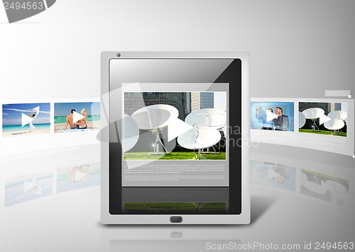 Image of tablet pc with video player app