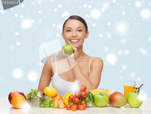 Image of woman with fruits and vegetables