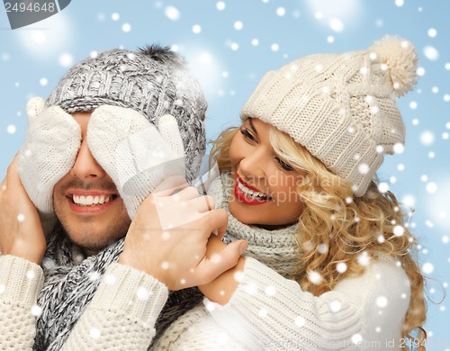 Image of family couple in a winter clothes