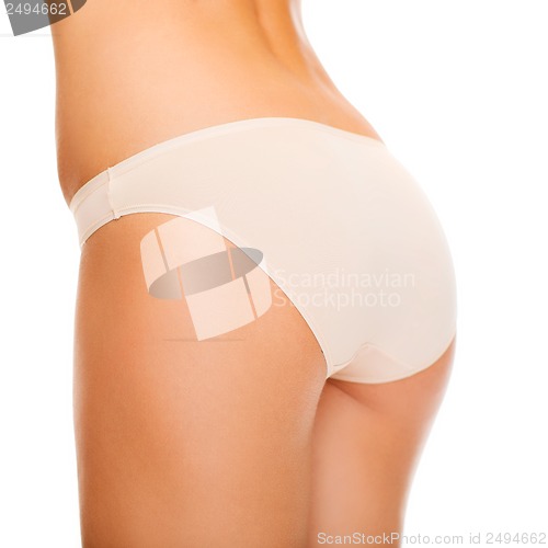 Image of woman in cotton underwear showing slimming concept