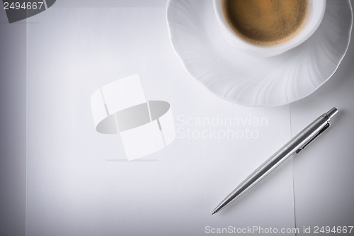 Image of blank paper for note and coffee