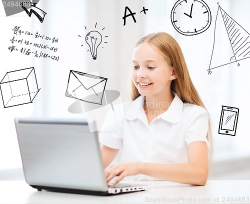 Image of girl with laptop pc at school