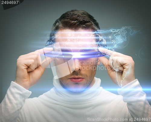 Image of man with digital glasses